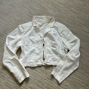 Women's White Cropped Jacket